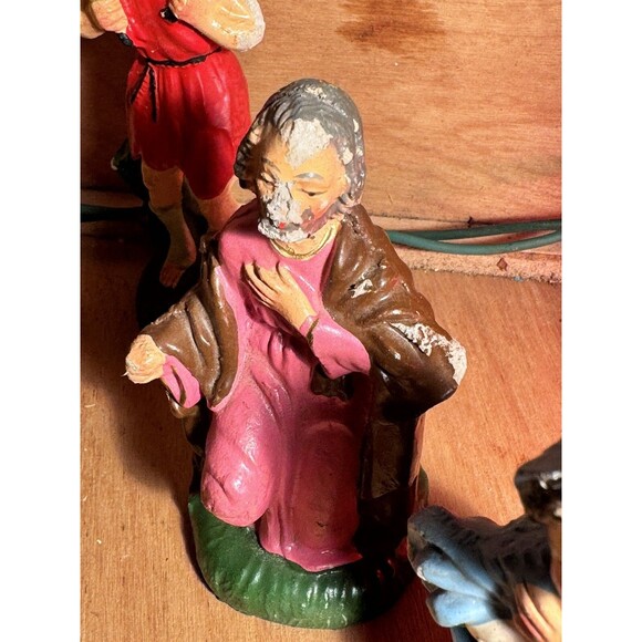 Vintage Christmas NATIVITY PIECES Set Of 10 Figures HAND PAINTED ITALY 1960s - Picture 6 of 16